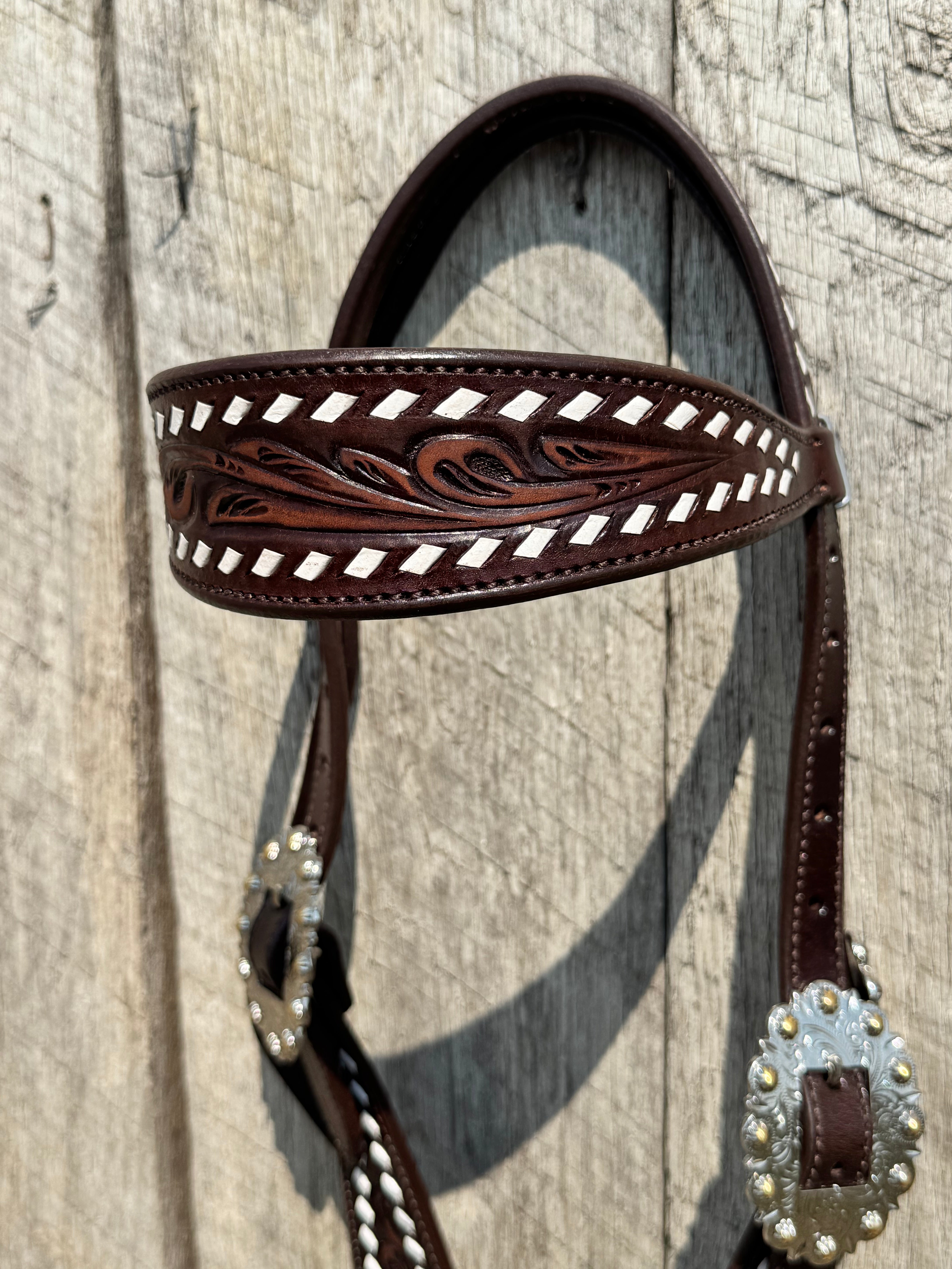 White Buckstitch Headstall