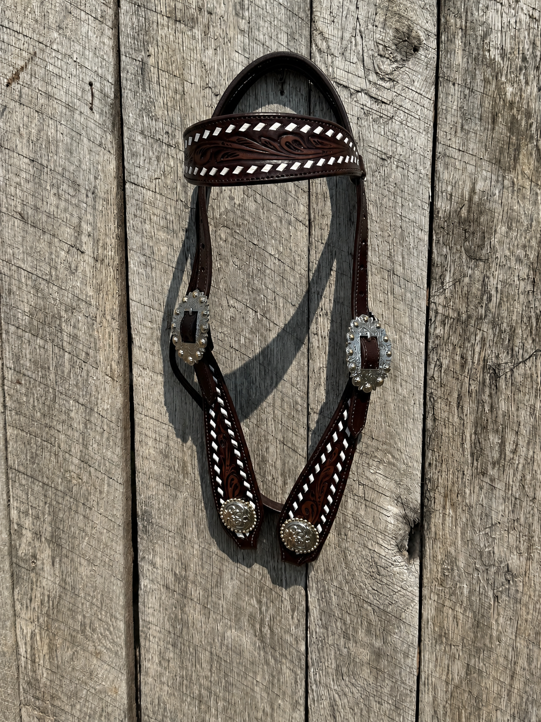 White Buckstitch Headstall