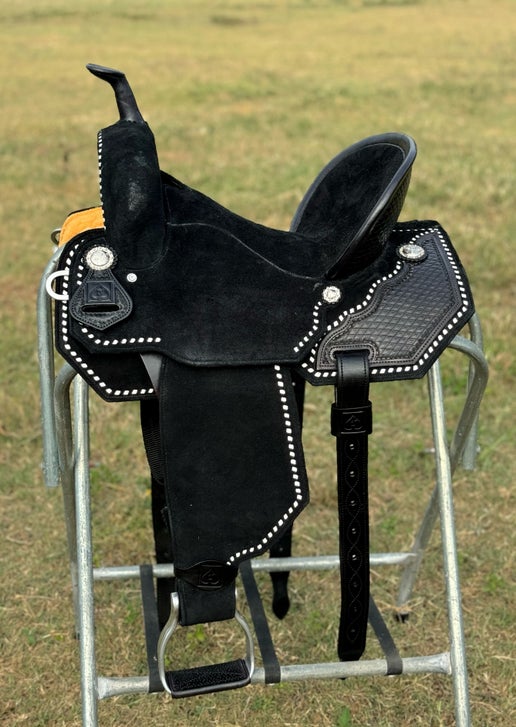 BLACK CLAY SADDLE | LEATHER BACKED FENDERS